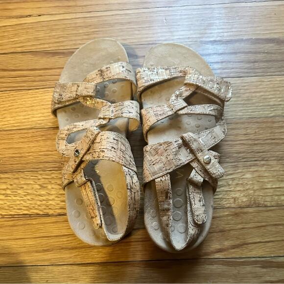 Vionic Paros Gold Cork Print Strap Slingback Sandals - Picture 3 of 7